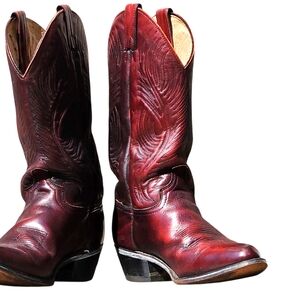 Abilene Brown Leather Western Boots with Decorative Stitching Men 10